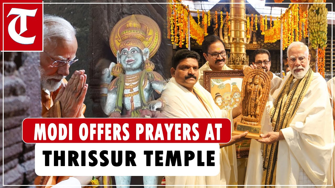 PM Modi offers prayers at Thriprayar Shree Ramaswamy Temple in Keralas Thrissur