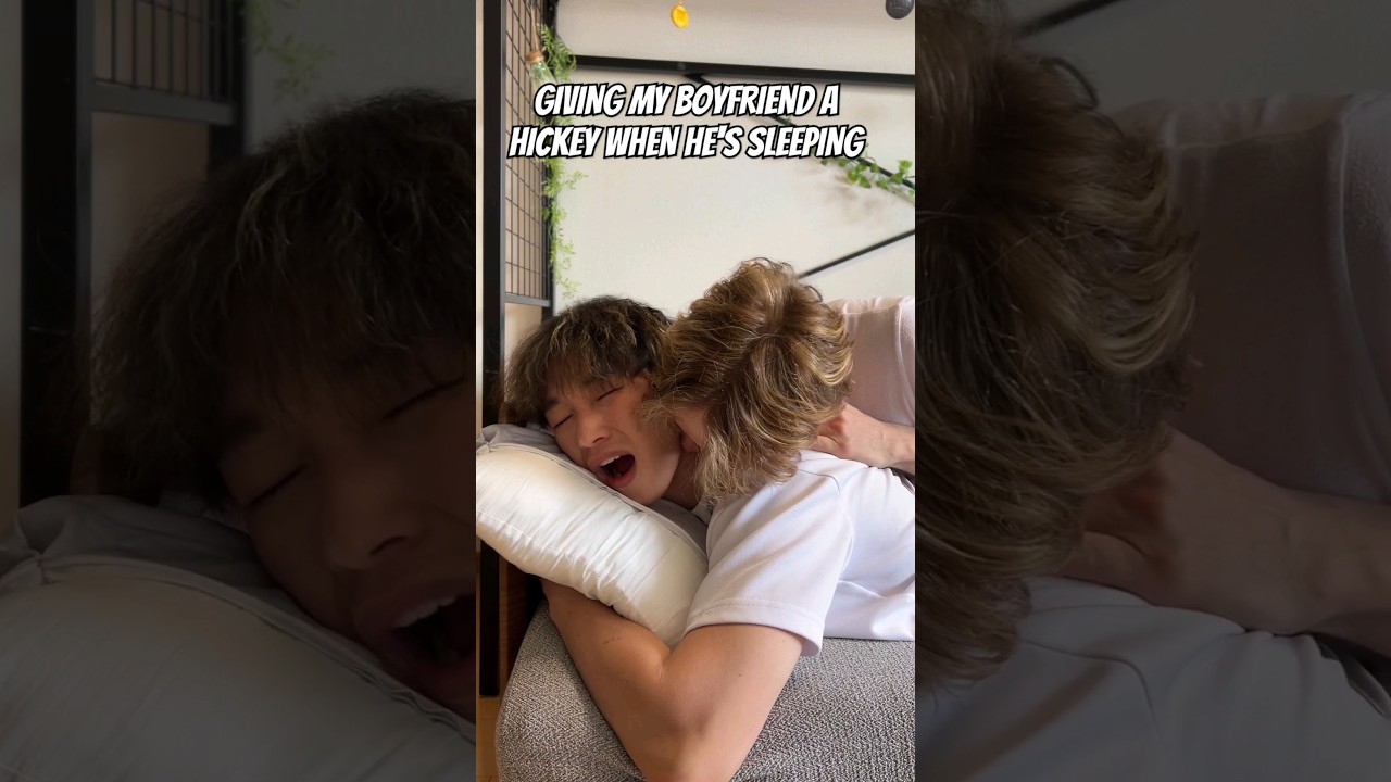 Giving my boyfriend a hickey 💋 when he wants to sleep prank ❤️ 