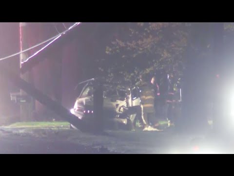 Car crashes into power pole in Hammonton - YouTube