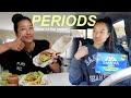 PERIOD VLOG | working out during that time of the month, cravings, mukbang &amp; emotions !