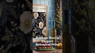 💙 William Morris Dark Blue &amp; Cream Botanical Print Poster | Elegant Victorian Floral Wall Art
