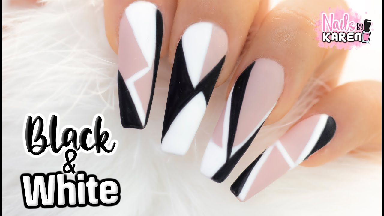 Compartir 61+ imagen uñas acrilicas negras con blanco