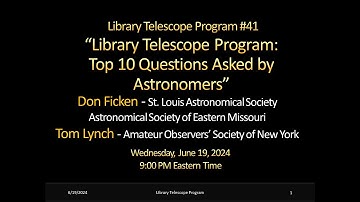 Webinar Library Telescope Program: Top 10 Questions Asked by Astronomers