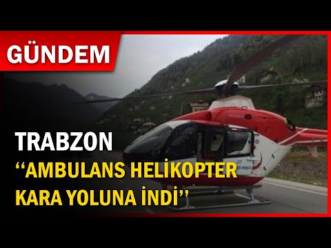 Ambulans helikopter yaralı işçi için kara yoluna indi