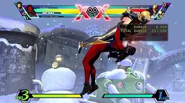 ULTIMATE MARVEL VS. CAPCOM 3 - She hulk air throw combo (SHE/RAC/SPE)