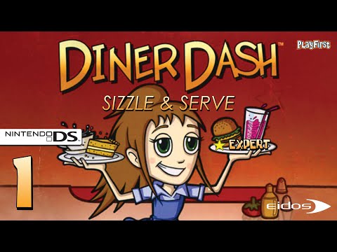 Diner Dash: Sizzle & Serve (Nintendo DS) - 1080p60 HD Walkthrough Part 1 - Diner, Level 1 to 5