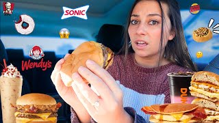 Only Eating NEWEST Fast Food Items For 24 HOURS!! Peanut Butter Bacon Burger?????