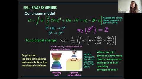 Ashley Cook  I “Topological skyrmion phases of matter: toy models and bulk-boundary correspondences”