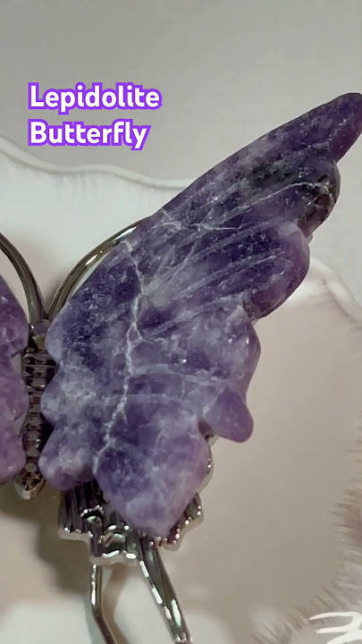 Beautiful Hand-carved Lepidolite butterfly   fully adjustable metal legs