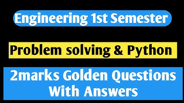 Engineering first semester|Problem solving and Python Important questions|2023|Vincent Maths|