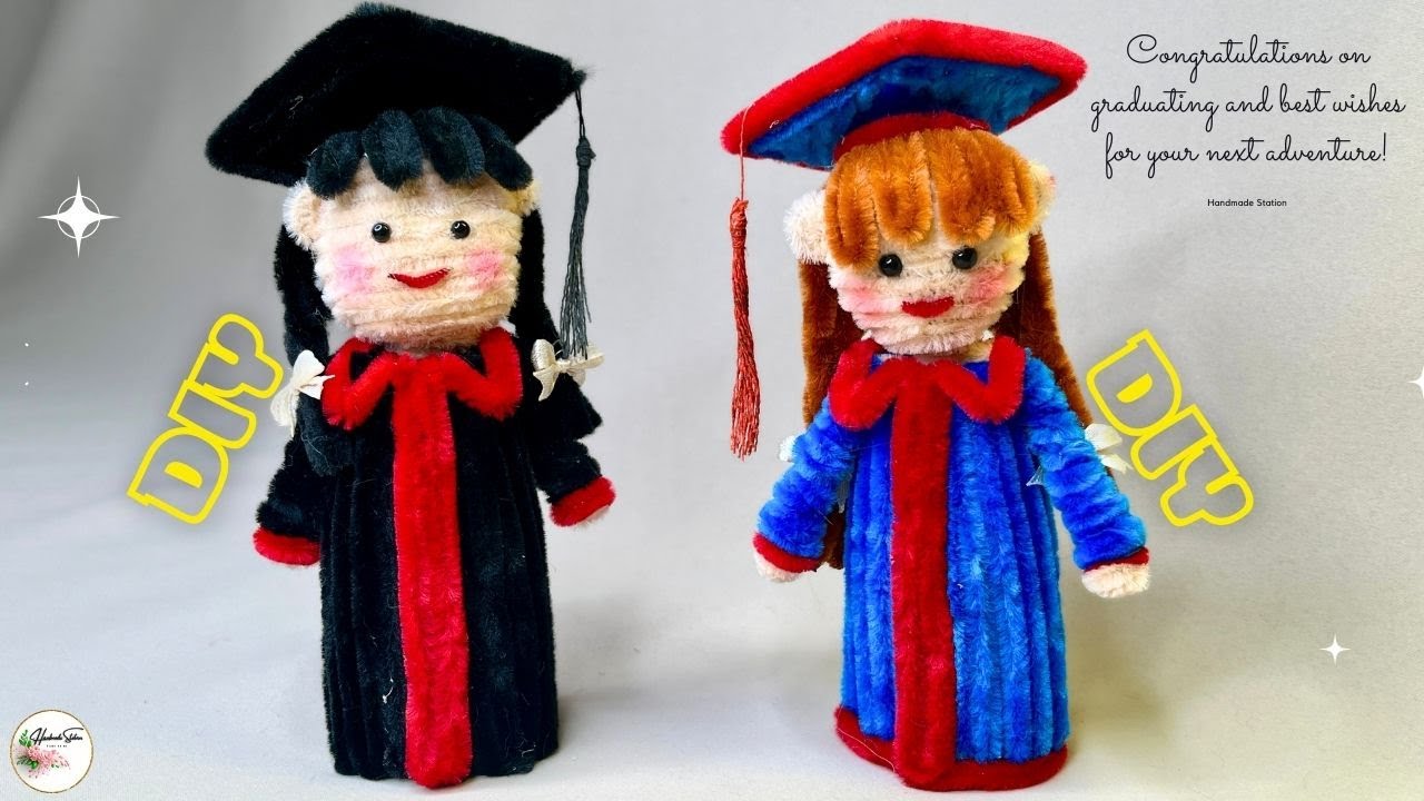 So beautiful👩🏼‍🎓How to make a Bachelor's Doll with Pipe Cleaner | Fuzzy Wire | Yearbook Accessories