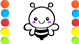 Honey Bee Drawing for Kids & Toddlers | Easy Honey Bee Drawing | cute Insect drawing step by step