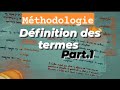 Mthodologie  dfinition des termes  partie 1