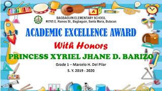 Academic Excellence Award Grade 1 2019 2020 Powerpoint