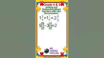 Math grade 4 & 5 Adding and Subtracting Mixed Numbers ماث رابعة وخامسة ابتدائي الترم الثاني #shorts