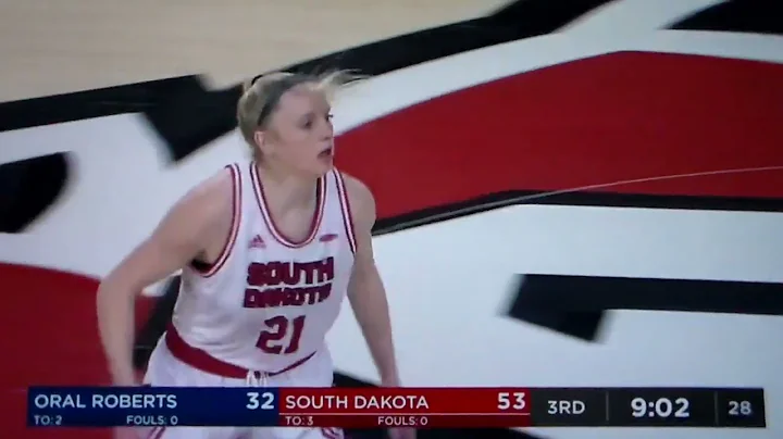 South Dakota's Grace Larkins hits a 3 from perimeter vs. Oral Roberts