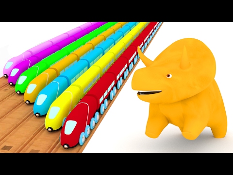 Învaţă Culorile Cu Trenuleţele şi Dinozaurul Dino | Desene Animate Educaţionale Pentru Copii