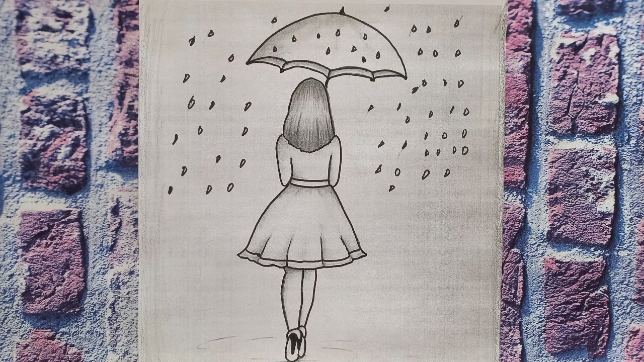 Şemsiyeli Kız | How to draw a girl with umbrella step by step / Easy ...