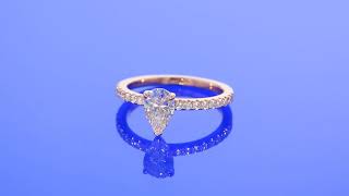 Rose Gold Pear Shaped Diamond Engagement Ring with Pave - F3577