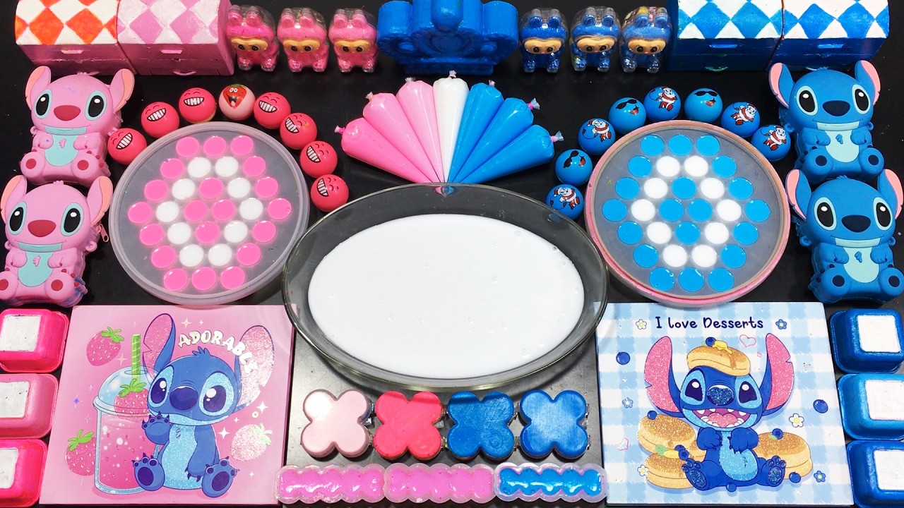 RELAXING WITH CLAY PIPING BAGS & PINK VS BLUE | Mixing Random Things Into Slime