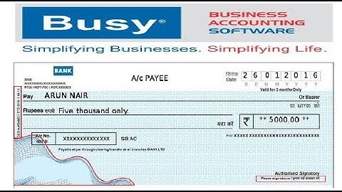 How To Cheque Printing in Busy Accounting Software