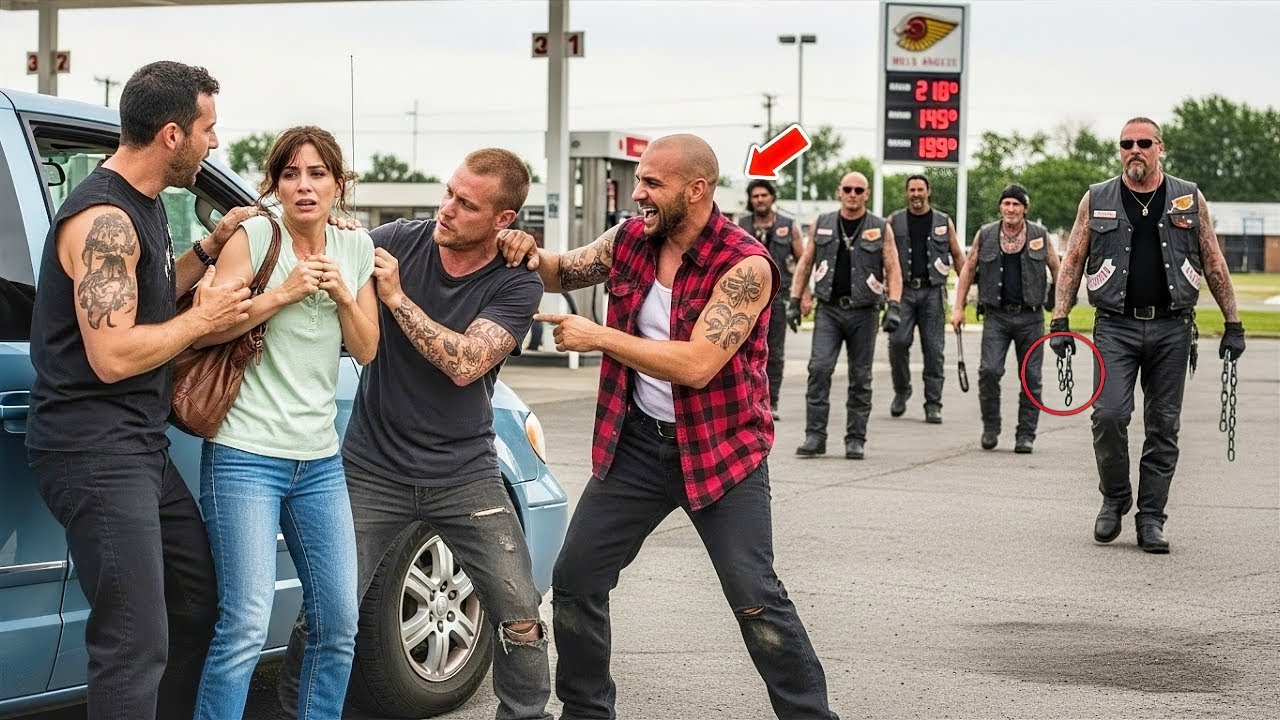 Madre acosada en gasolinera, salvada por motociclistas