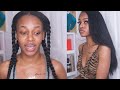 CURLY TO STRAIGHT | Flatiron Hair Routine for Natural Hair + Saran Wrap Method 2020