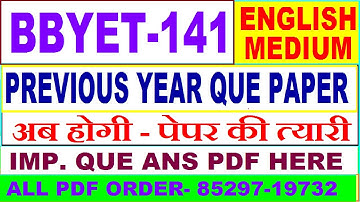 bbyet 141 previous year question paper in English / bbyet 141 important questions ans / bbyet 141
