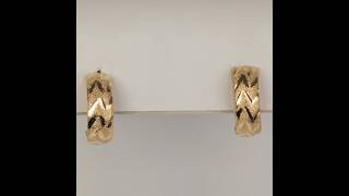 ESTATE - 10K Yellow Gold Textured Diamond Cut Chevron Earrings
