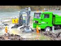 RC TRUCK SINK IN THE MUD #RC VOLVO EC 160 RESCUE MISSION #MAN STUCKING #DIGGING IN THE MUD