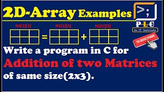 C programming Part 79, Examples, W.A.P. in C for addition of two Matrices of same size.