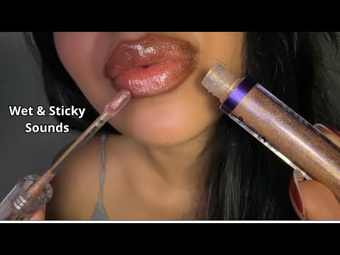 ASMR~ Glitter Lipgloss Application On Me & You + Wet Mouth Sounds