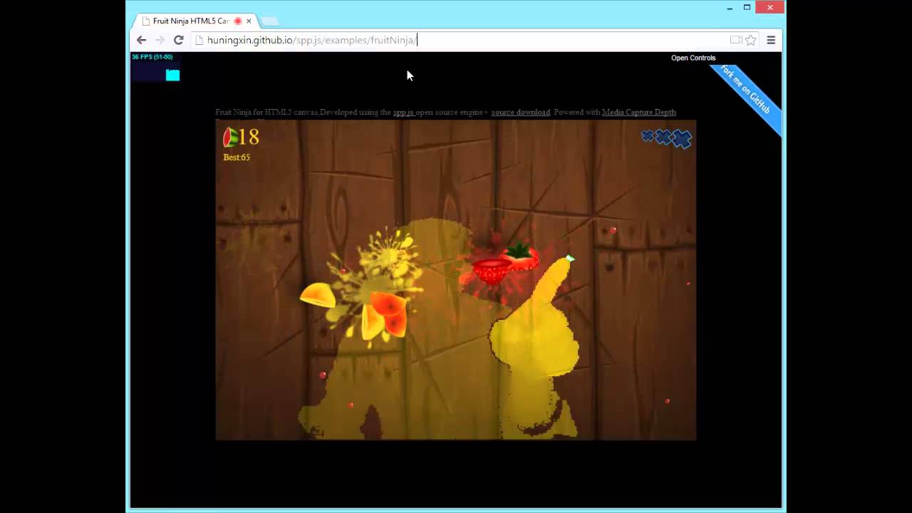 Motion-controlled Fruit Ninja game using Three.js & Tensorflow.js