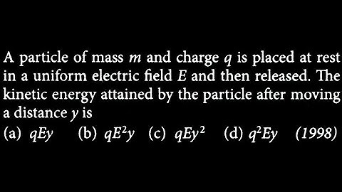 A particle of mass m and charge q is placed at rest in a uniform electric field E ES DTS 01 Q06
