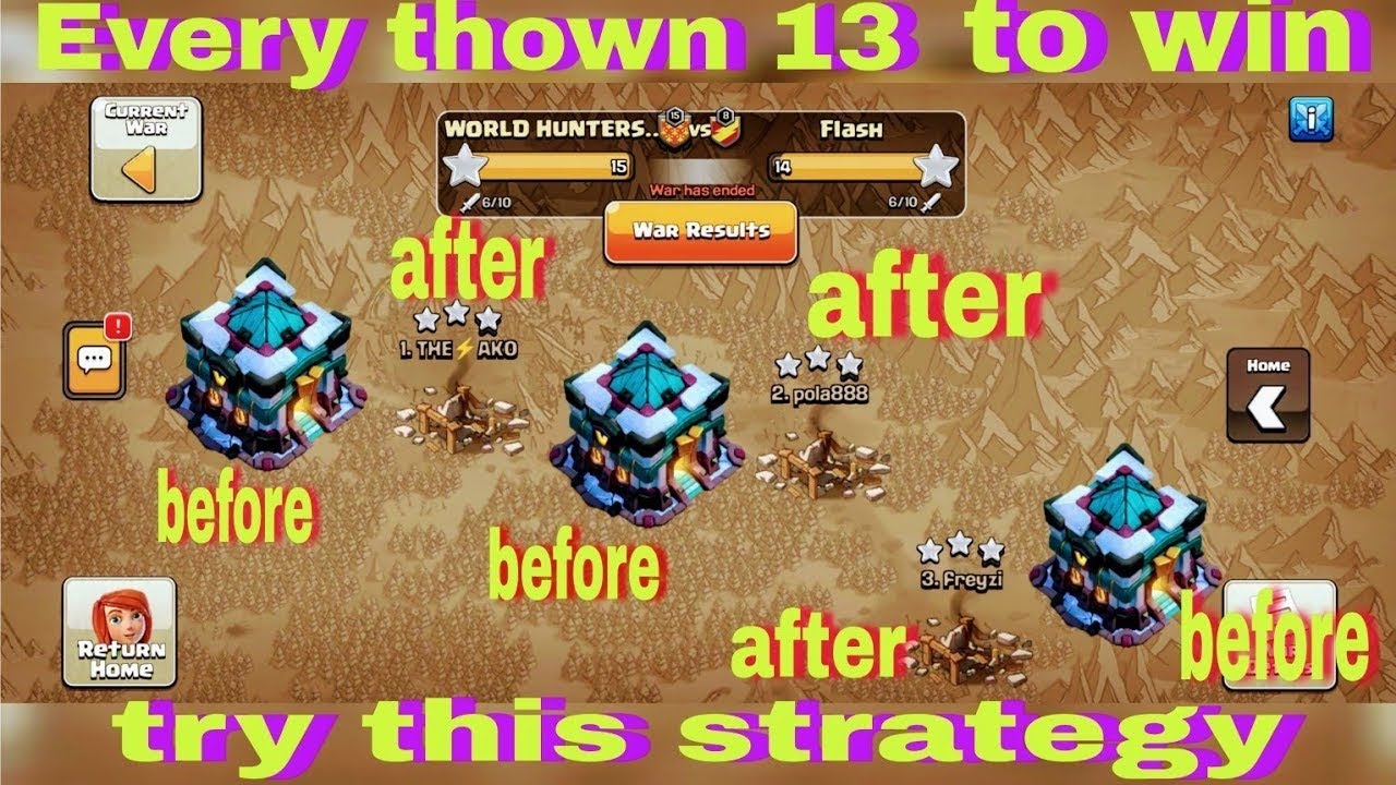 TH 13 best ground attack strategy // yeti + witch + lighting spell + earthquake spell attack strateg