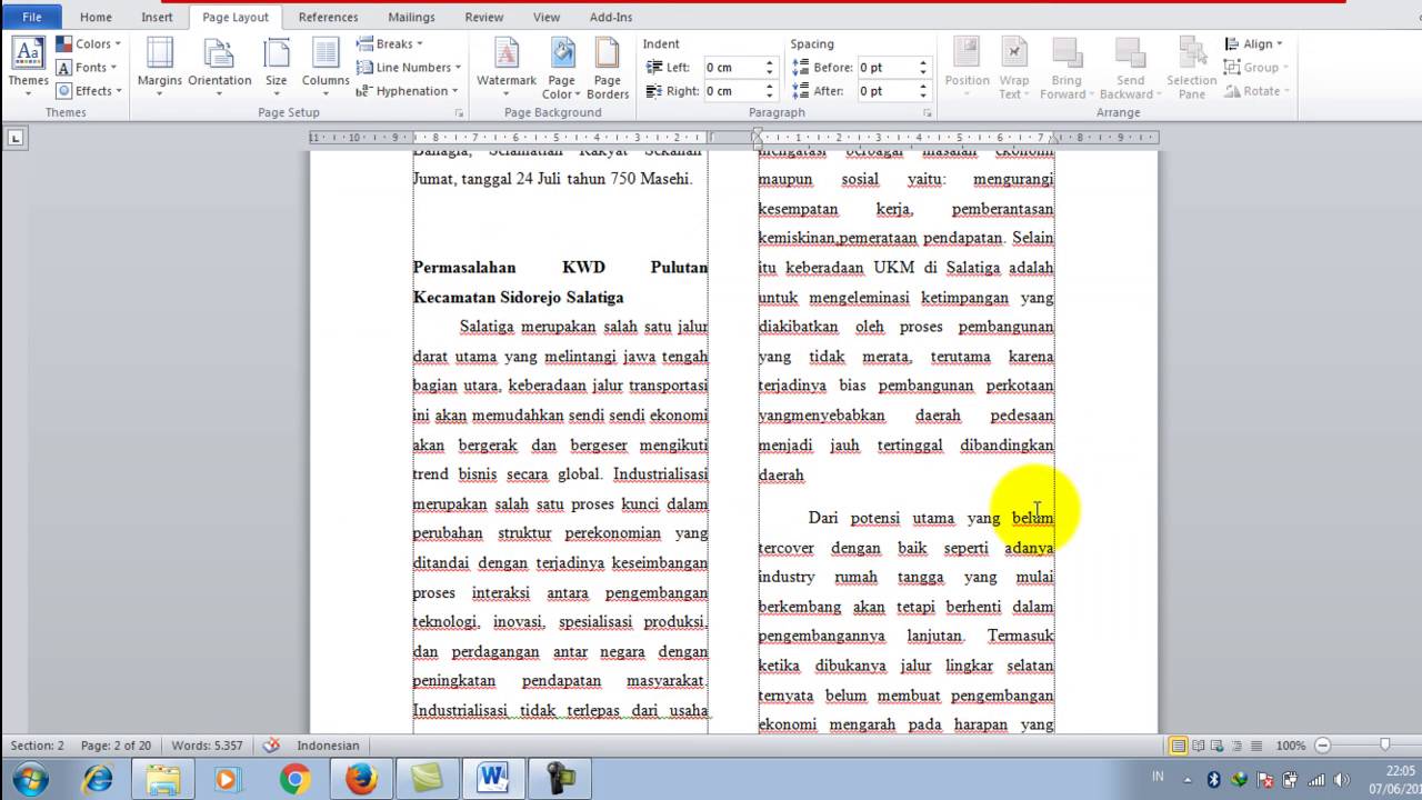 Cara Membuat 2 Kolom Dalam Microsoft Word Youtube