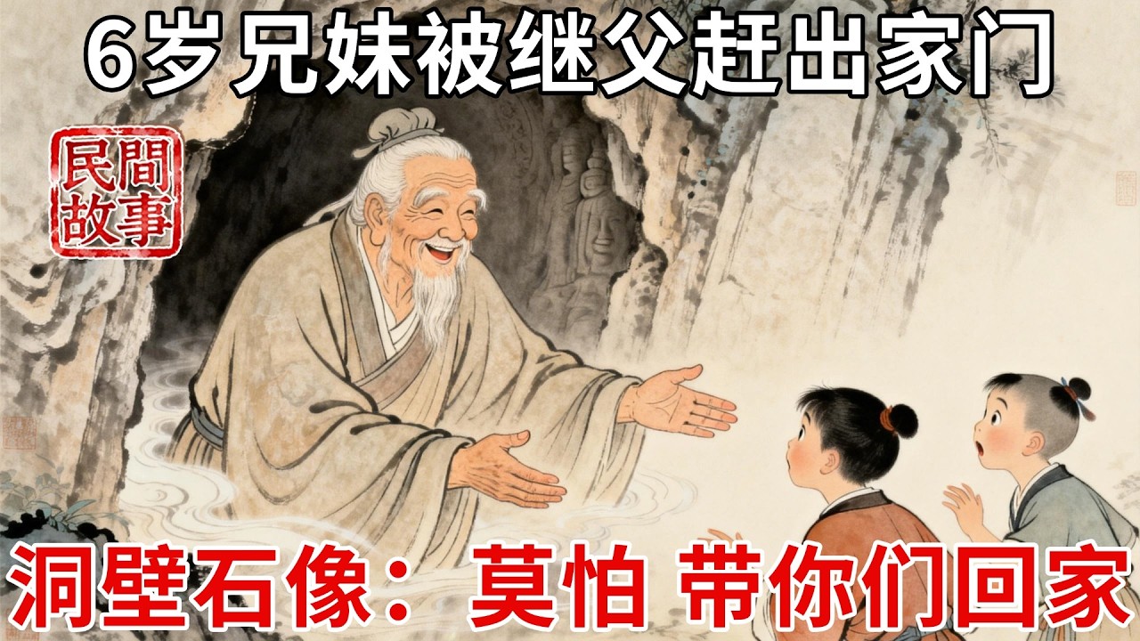 6歲兄妹被繼父趕出家門，蜷縮山洞避雨，半夜雷聲炸響，洞壁石像竟緩緩睜眼：莫怕，爺爺帶你們回家！#民間故事 #傳統文化 #原創虛構 #華語有聲書 #槐樹下聽書