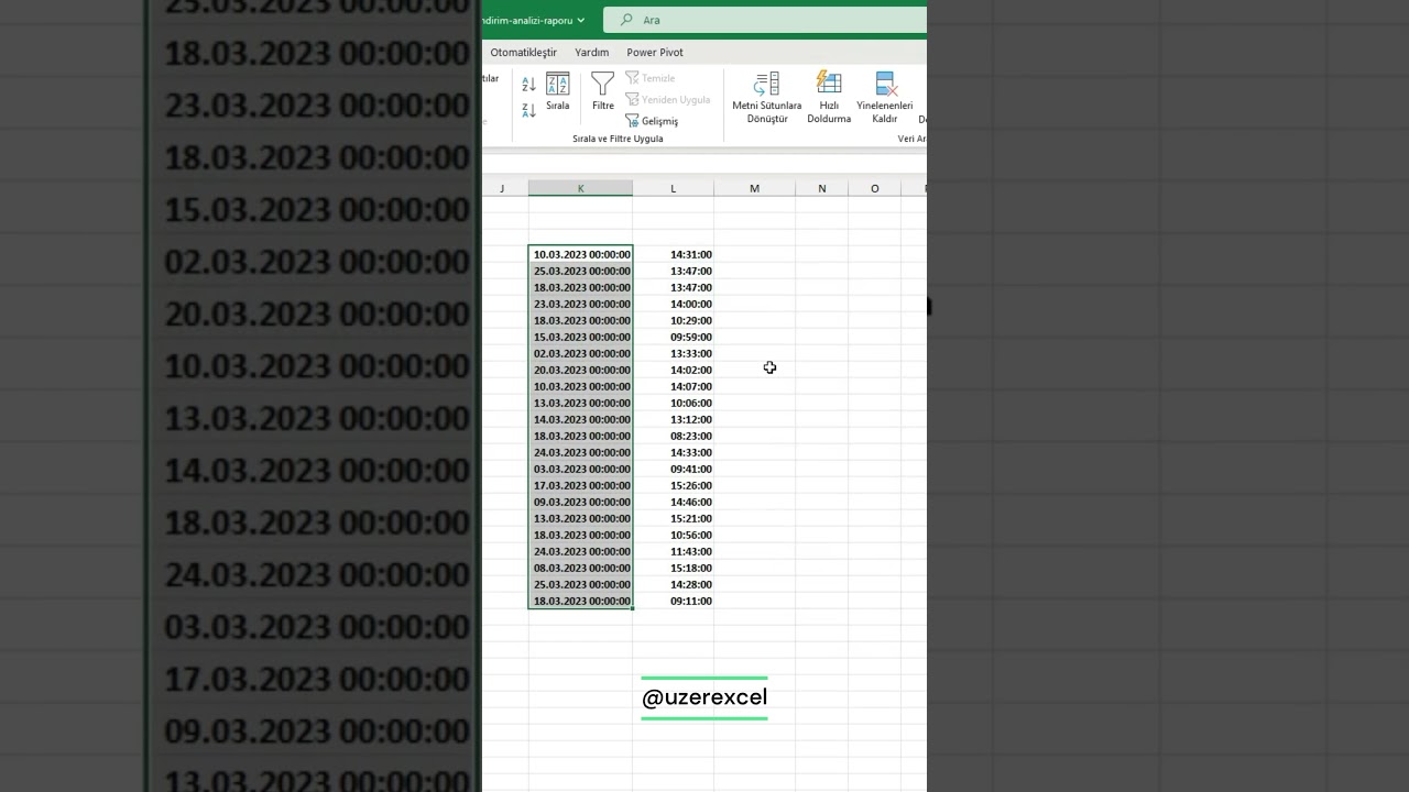 Excelde Tarih ve Saat Ayır #excel #exceltips #exceltricks #exceltutorial #spreadsheet