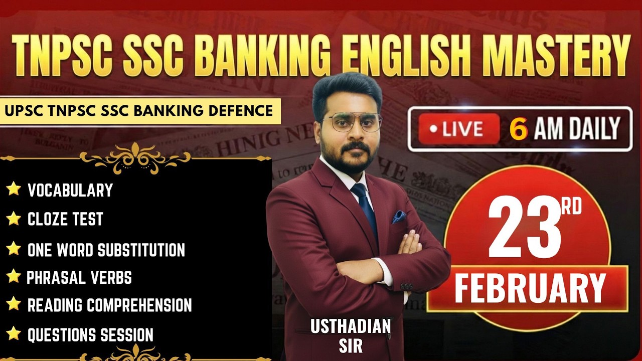 TNPSC General English | SSC & Banking | Daily Practice | 6 AM Live | USTHADIAN 2026