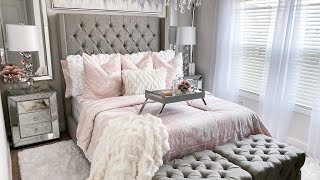 Bedroom Decorate With Me | Grey, White + Blush Pink Interior | Room Makeover