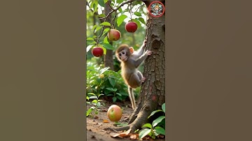 Cute Baby Monkey Eating Banana in the Forest Naturally | adorable Video 🐒🍌
