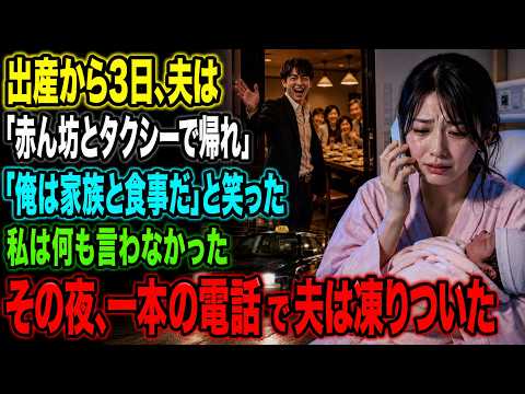 出産から3日、夫は「赤ん坊とタクシーで帰れ。俺は家族と食事だ」と笑った――私は何も言わなかった。その夜、たった一本の電話の意味を知り、夫は凍りついた