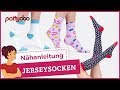 Jerseysocken nähen ❤ Last Minute Geschenkidee für Stoffreste » Jersey mit der Nähmaschine nähen