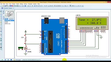 Arduino + LM335 temperature sensor Proteus simulation