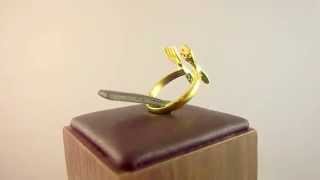 Anel de ouro todo vazado formato de talheres com diamantes AN068