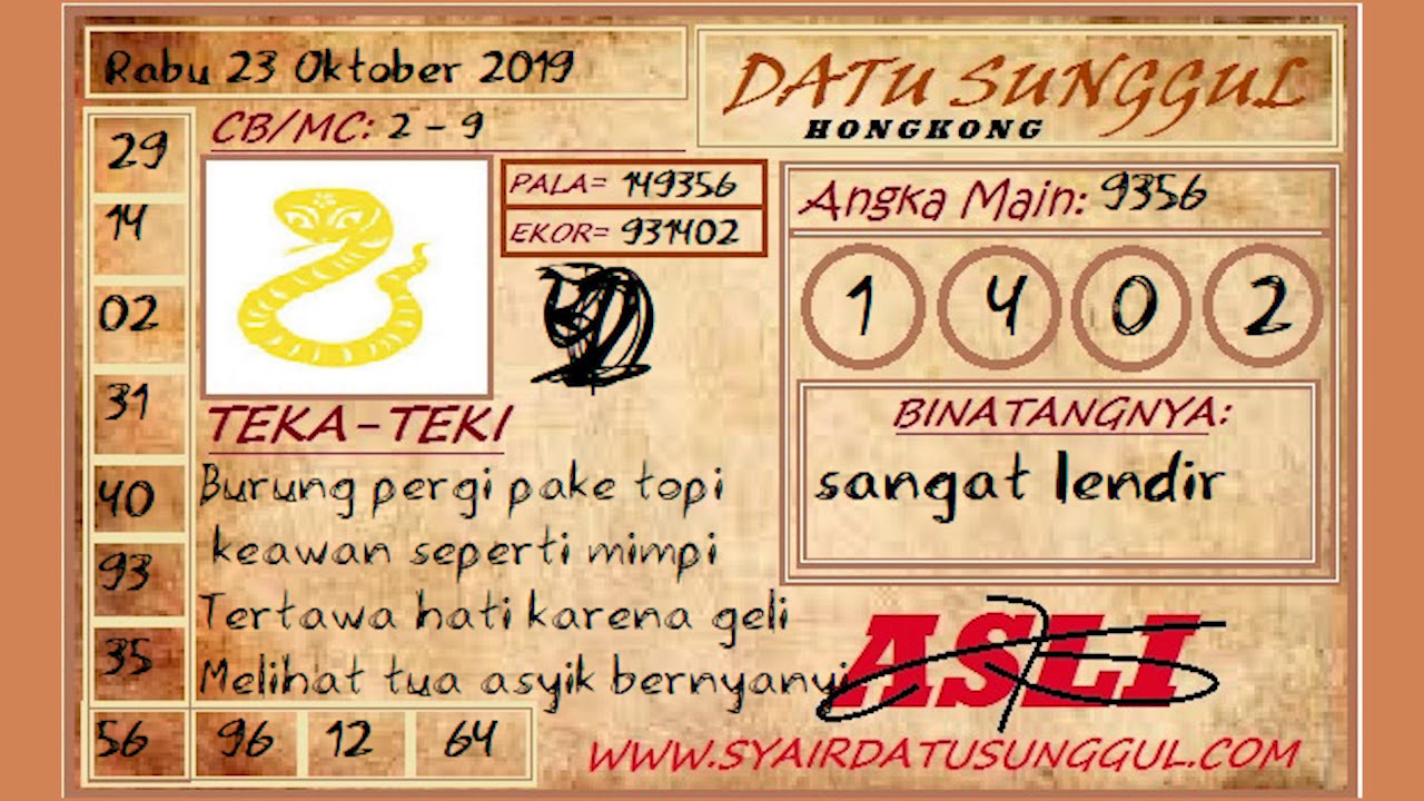 Prediksi datu sunggul angka ekor