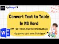 How To Convert Text To Table In MS Word | বাংলা টিউটোরিয়াল | Shortcut Key To Convert Text To Table