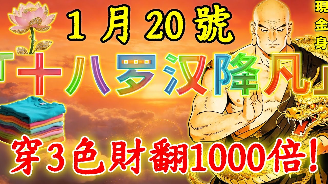 “無門檻，人人得”！1 月 20 號，「十八羅漢金身降凡」，“福生天赦日”來襲！出門只要穿對這3色衣服，第二天必會天降橫財，再倒黴也能逆天改命！