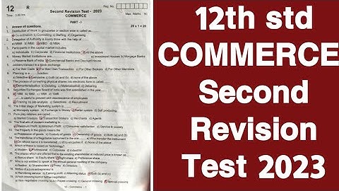 12th Commerce Second Revision Test 2023 Answer key