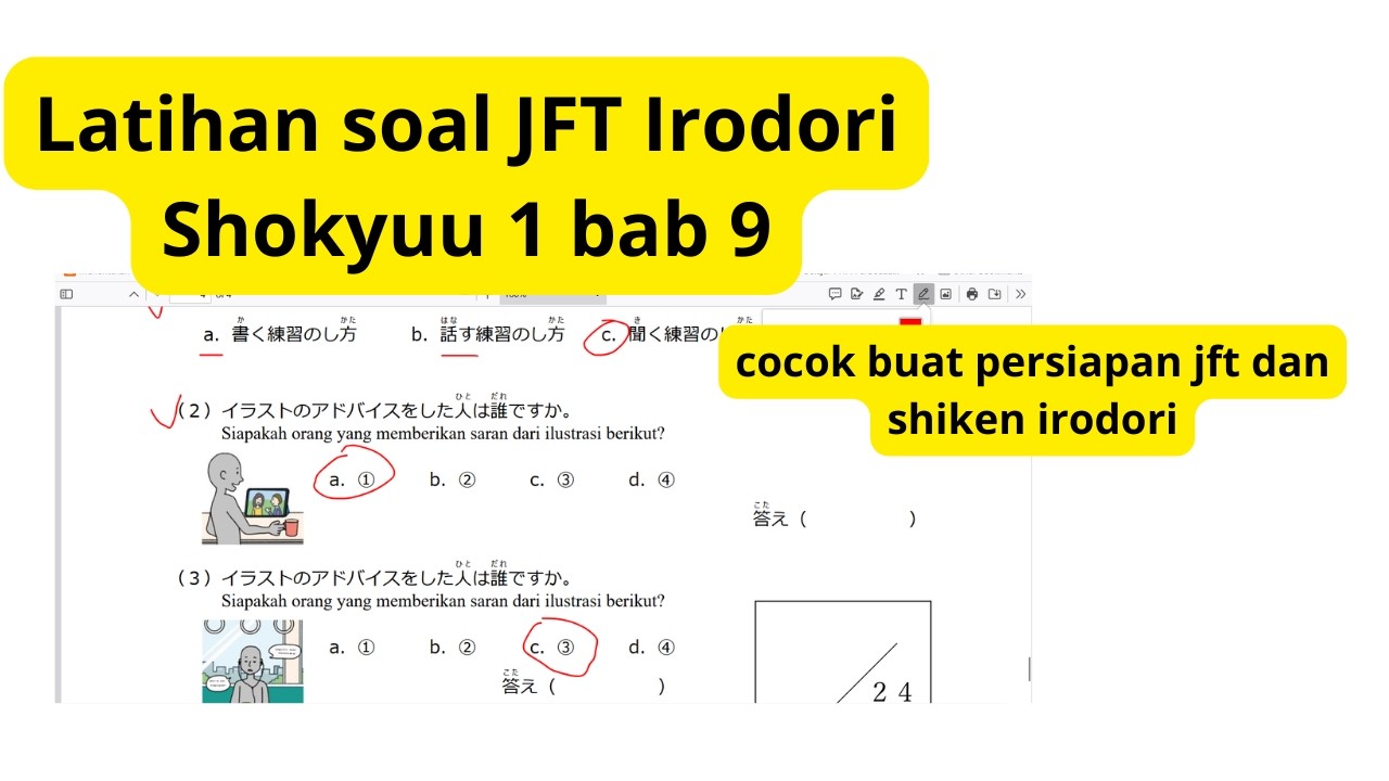 Latihan Soal Jft Dari Irodori Shokyuu 1 Bab 9